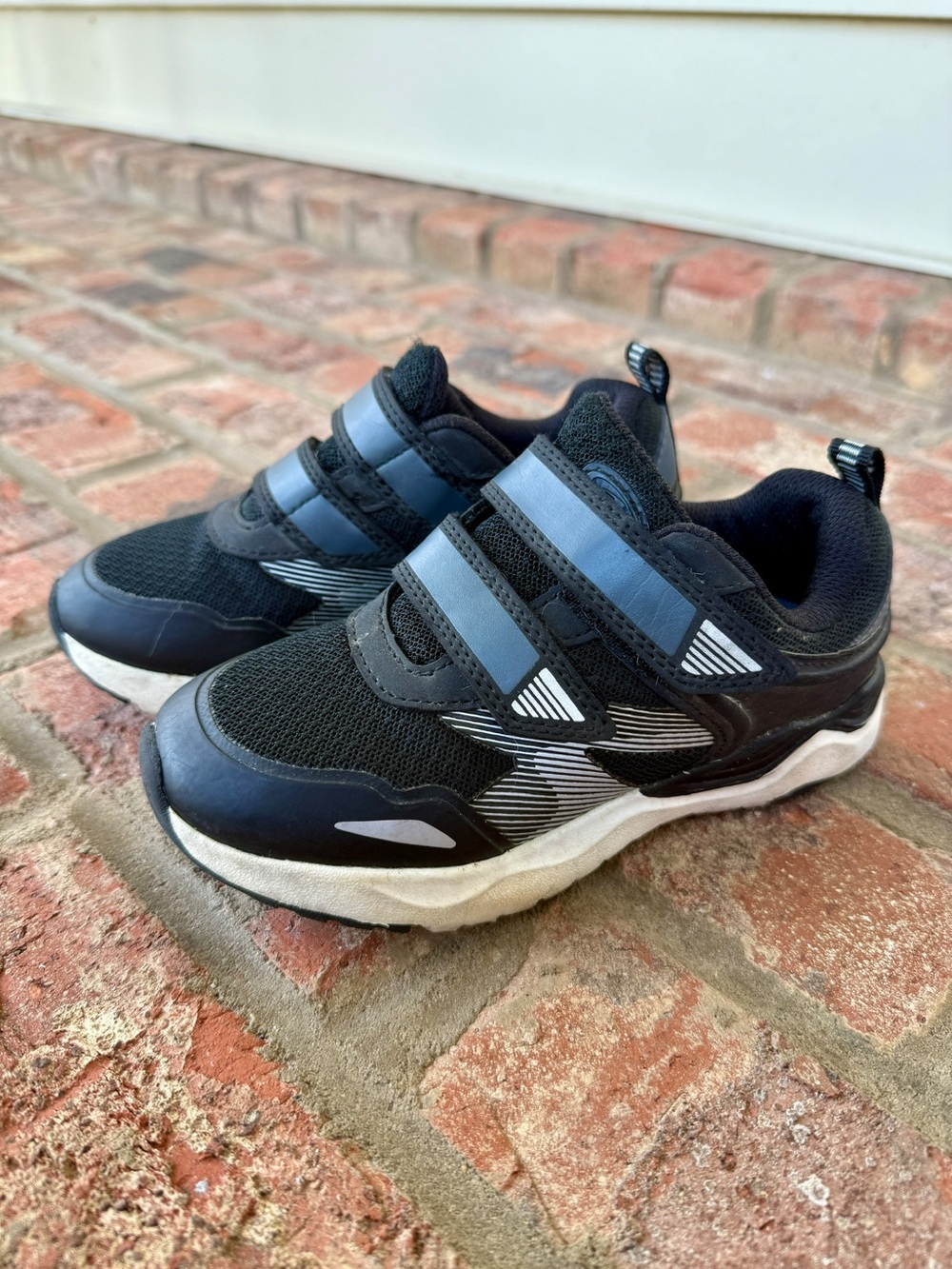 Kids Black and Gray Velcro Athletic Shoes